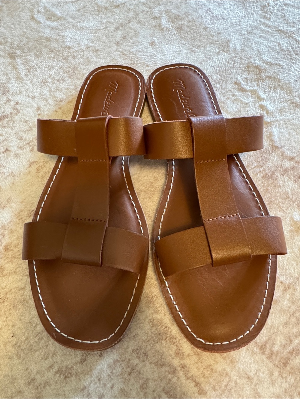 GUC Madewell Saddle Brown Leather Strap Slide Sandals - 7.5